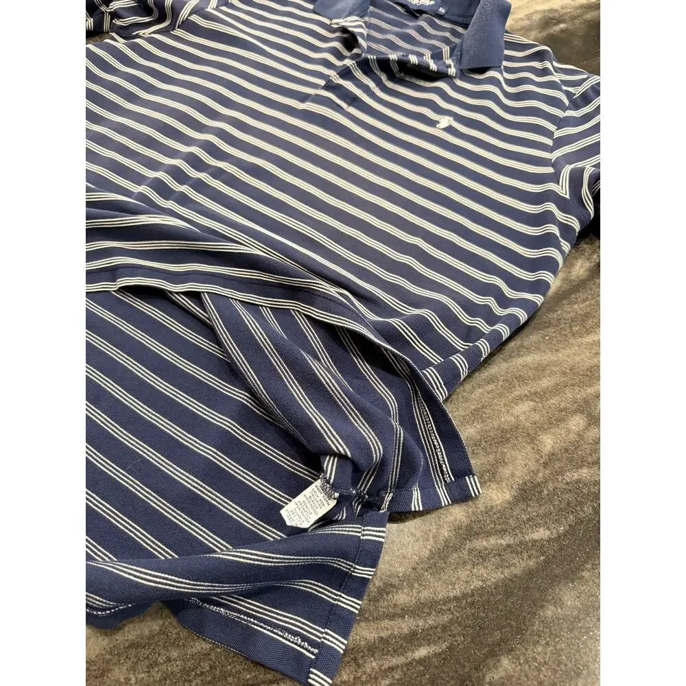 Polo Golf Ralph Lauren Polo Shirt XL Blue White Striped Performance Golf Vintage
